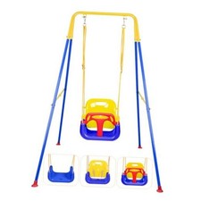 3-in-1 Toddler Swing Set, Indoor  Outdoor Baby Swing Heavy Duty Swing Set Blue