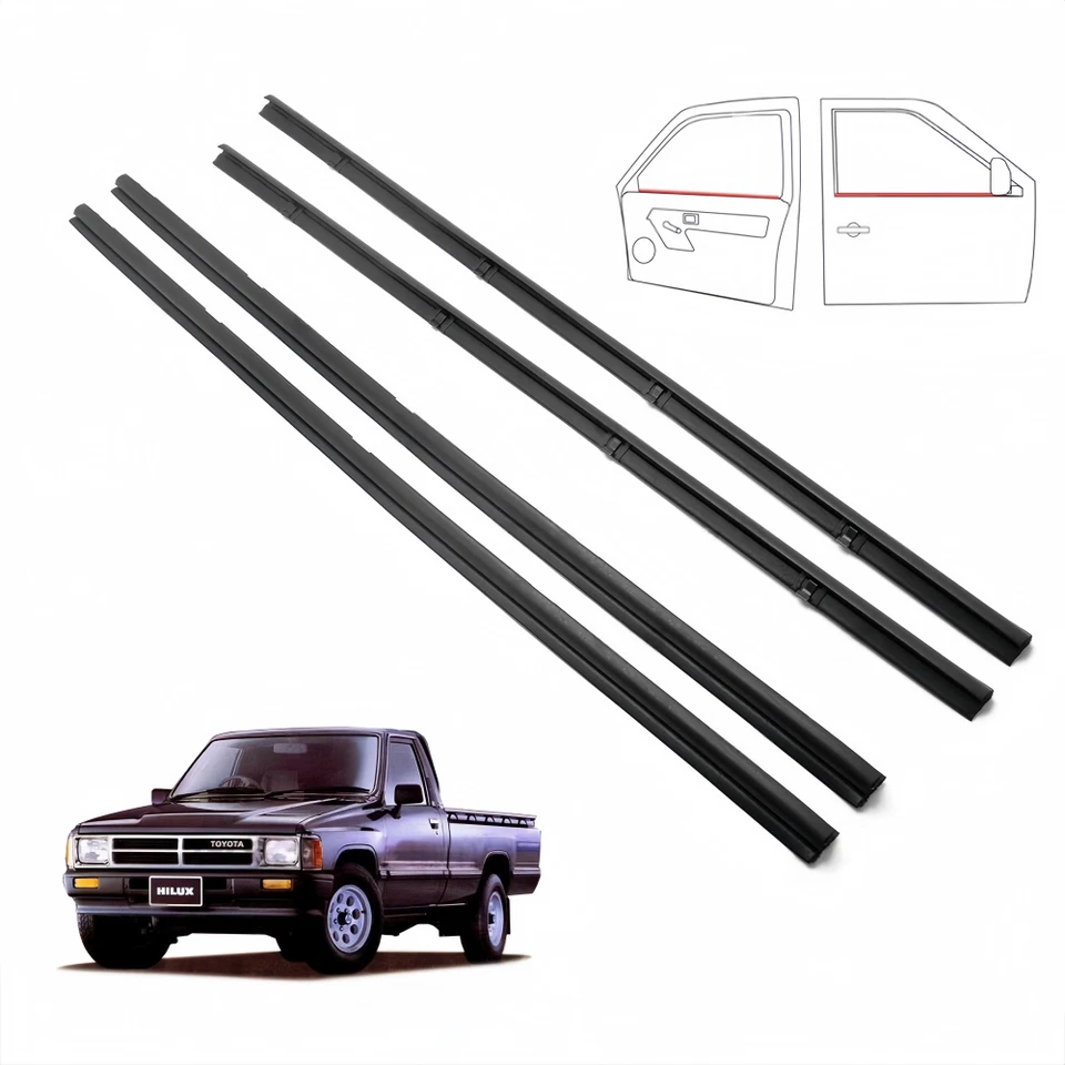 New Front Inner & Outer Belt Weatherstrip Kit For 1984-89 Toyota Pickup 4Runner Foto 2 de 4