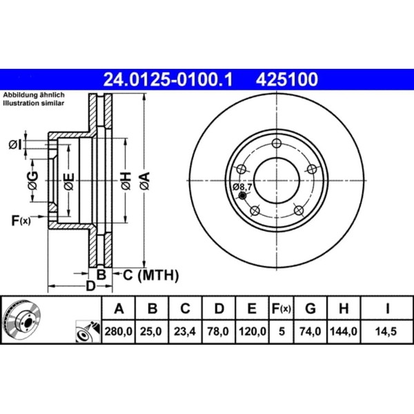 Bremsscheibe Ate 24.0125-0100.1 (2 Stk.) FüR Bmw 7Er-image