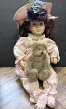 BOYDS Yesterdays Child Ltd Ed Cheryl Ann Porcelain Doll in Box with COA & bear. 