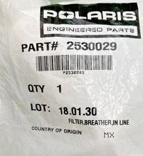 NEW GENUINE POLARIS  2530029 In-Line Breather Filter
