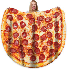 Bcareself Pizza Blanket Adult Kdis Size Double Sided Funny Realistic Food Person