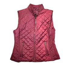 Westport 1962 Women's Quilted Puffer Vest Red Full Zip Pockets