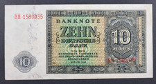EAST GERMANY DEMOCRATIC REPUBLIC BANKNOTE 10 Deutsche Mark 1948 P-12  Approx VF+