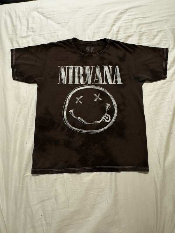 Nirvana T-Shirt Adult Size M Brown Oversized Nevermind Grunge Y2K 90's Smiley