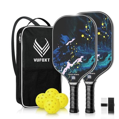 Pickleball Paddles Set of 2 USAPA Approved 99.99% Carbon Fiber Surface Pickle...