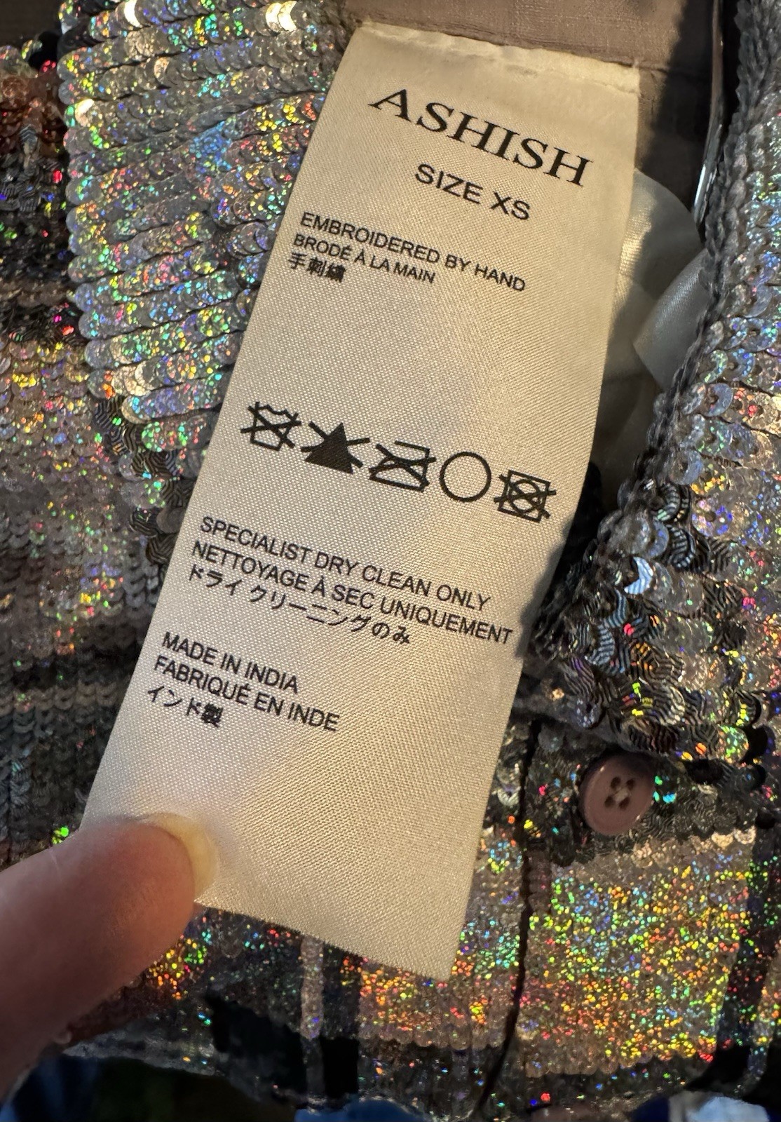 ASHISH Button Down Checked Checkered Sequin Embel… - image 11