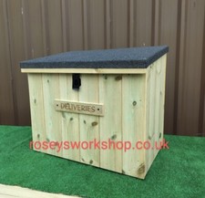 Large Doorstep Parcel Box with felt lid. Wooden Storage box.