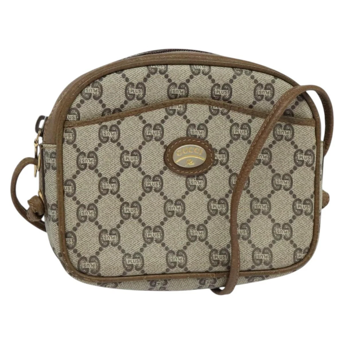 Sac à bandoulière GUCCI GG Plus Supreme PVC beige authentique BA725
