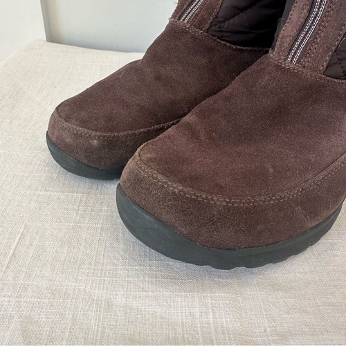 LANDS END Womens Weather Quilt Ankle Boot Front Zip Brown Suede Size 10 B - Picture 5 of 12