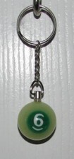 1 Inch Number 6 SIX LUMINOUS Mini POOL BALL Billiard Snooker KEYCHAIN Ring NEW