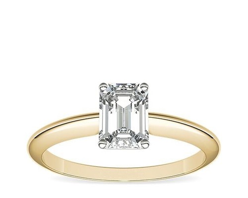 2 Ct Emerald IGI Certified Lab Grown Diamond Wedding Rings 14K Yellow Gold