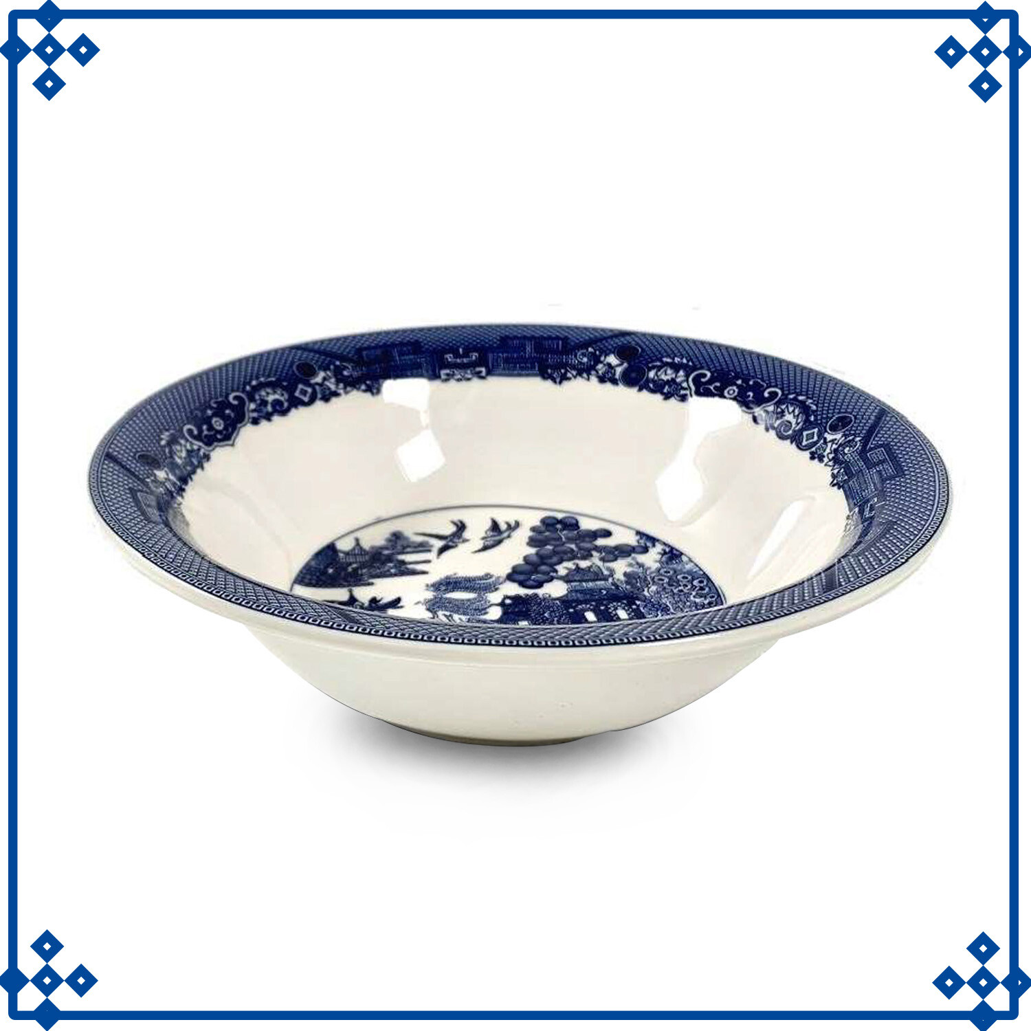 Blue Willow Salad Bowl 24cm Vegetable Dish Ceramic Tableware Antique Oriental