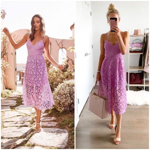 astr the label lace midi dress lavender