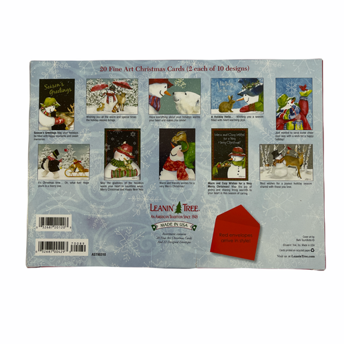 Leanin’ Tree 20 Card Assortment Snowmen & Friends w/ Stickers & Bookmark - Picture 2 of 4