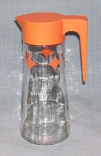 Vtg Anchor Hocking MCM ATOMIC Orange STARBURST Diamond TANG Juice Pitcher VGUVC