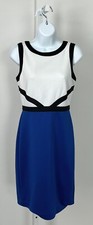 Calvin Klein Sleeveless White and Blue Dress - Women's Size Small