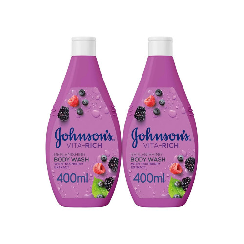 2X Johnson's Body Wash - Vita-Rich, Replenishing Raspberry 400ml