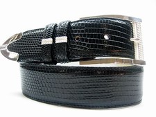 Sterling Silver 925 buckle 2 loops  tip set w Lizard 1-1/2" belt size 26 to 46