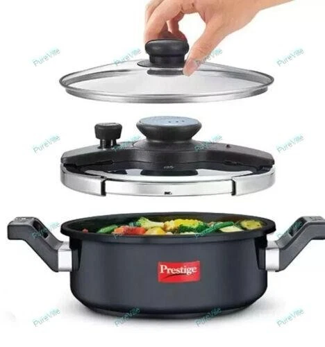 Prestige Svachh Hard Anodised Pressure Cooker With Deep lid For Spillage Control