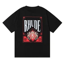 RHUDE Card NEW Men Women High Quality Leisure Cotton Short Sleeve T-Shirt M-2XL