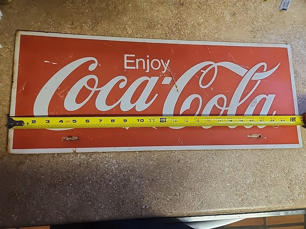 Coca-Cola メタルサイン Vintage Metal Coca Cola Sign Approx 10x24 Enjoy Rare | eBay
