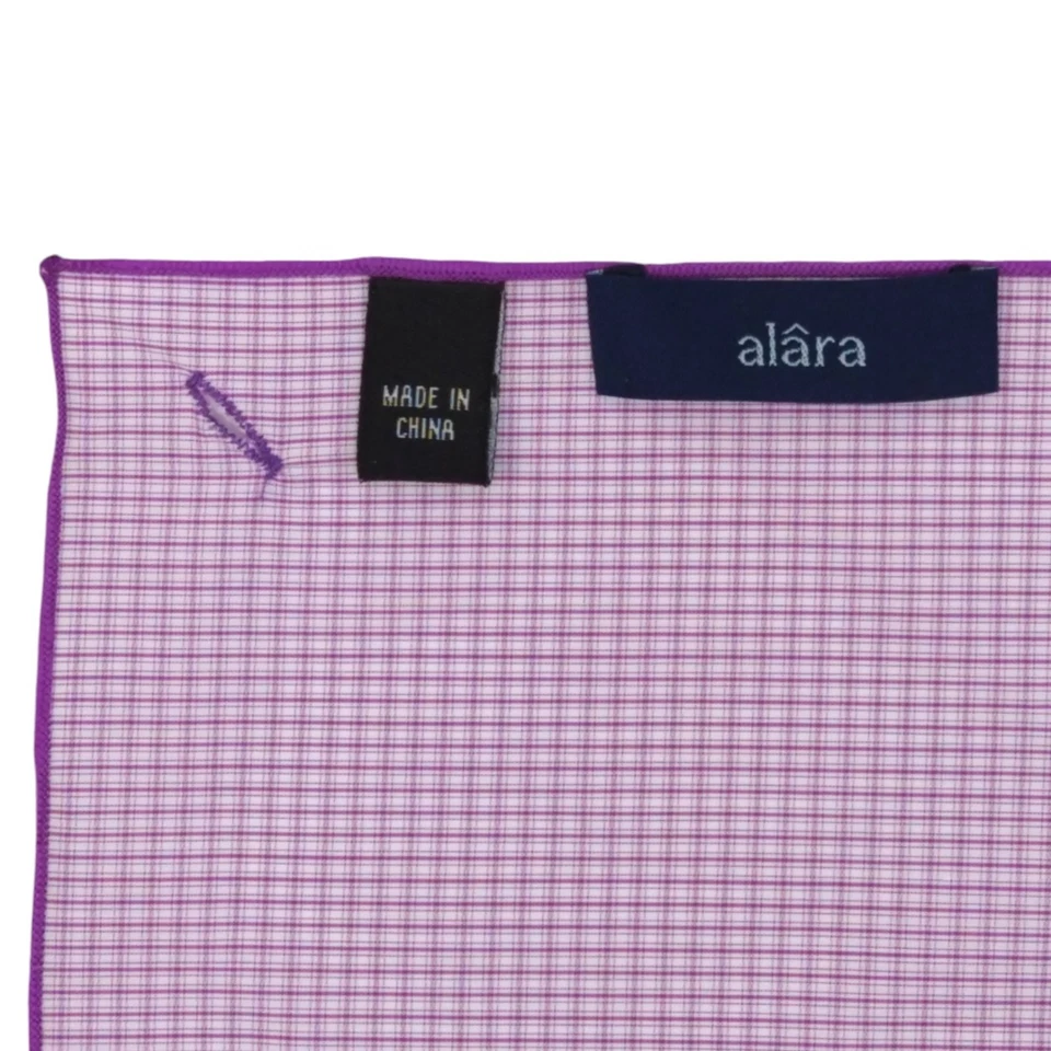 Pañuelo cuadrado de bolsillo ALARA para hombre lavanda púrpura cuadros algodón pañuelo 12,5" Foto 4 de 4