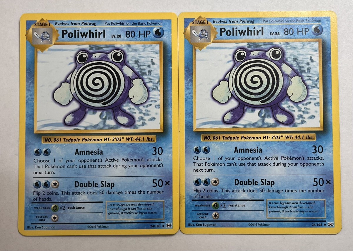 2X 24/108 Poliwhirl - Evolutions - Uncommon Pokemon TCG Card LP