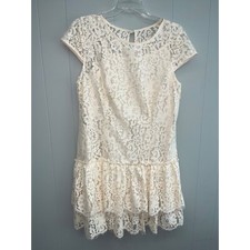 Ann Taylor Loft Lace Lined Cream Ivory Cap Sleeve Dress NWT Size 10P Retail $98