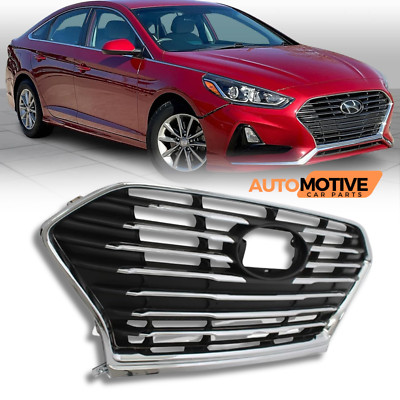 For 2018-2020 Hyundai Sonata Front Bumper Grille Black Assembly Chrome Grill