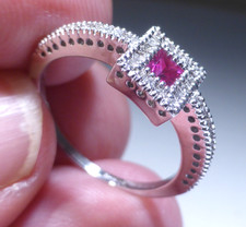 18ct Gold Ring Ruby Diamond UK Hallmark 2006 Size N Boxed