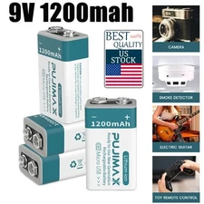 9V 9 Volt Li-ion USB Rechargeable Batteries 1200MAH Ion Battery Pack Lot