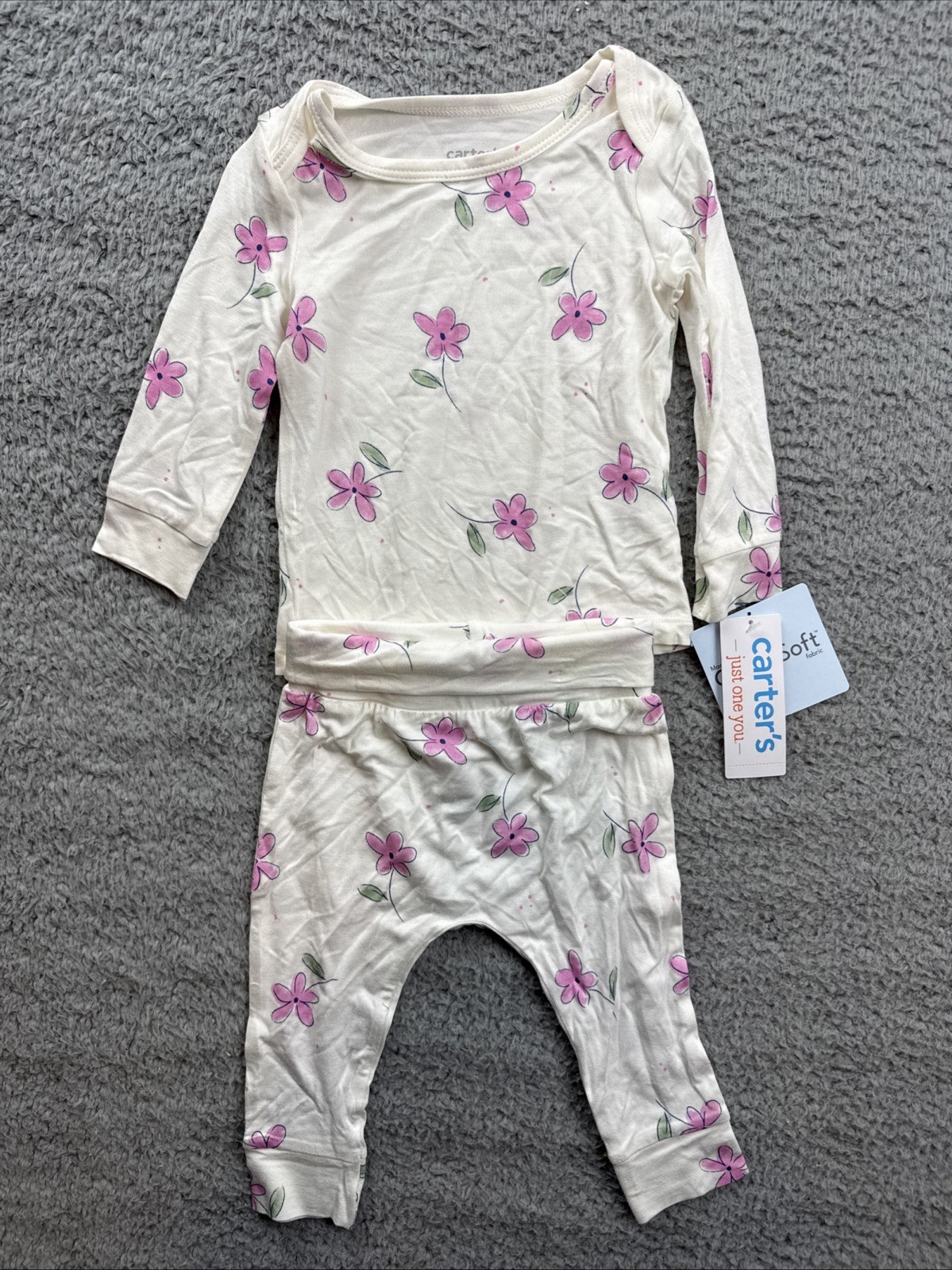 Carter's Just One You Baby Girls 6 Months Comfy Soft Floral Top & Bottom Set