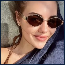 Women's Small Metal Frame Polygon Sunglasses Vintage Punk Style