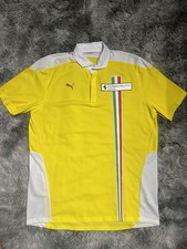 SUPER RARE Ferrari Puma Corso Pilota Sport Polo Shirt Sz XL 56/58 Yellow Italy