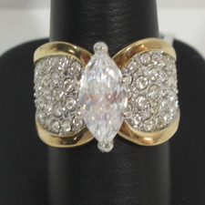 NWT Seta Marquise-Cut Cubic Zirconia Engagement Ring Gold Tone Sz 8 10.32 g