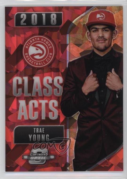 2018 Contenders Optic Class Acts Prizms Red Cracked Ice Trae Young Rookie RC sc2