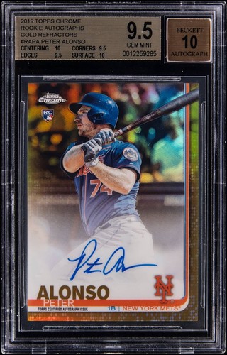 2019 TOPPS CHROME PETE ALONSO ROOKIE AUTO TRUE GOLD REFRACTOR /50 BGS 9.5 GEM+