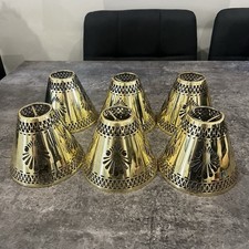Vintage Metal Tin Clip On Lamp Shades Set Of 6 Art Deco Nouveau