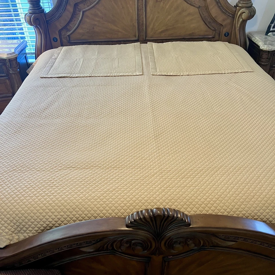 "Colcha acolchada Ralph Lauren Wyatt Queen 92""x92"" marrón topo y 2 fundas en euros" Foto 3 de 4