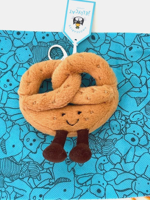 Jellycat Amuseable Pretzel Bag Charm Plush Keychain Cute Gift Toy - NWT Soft
