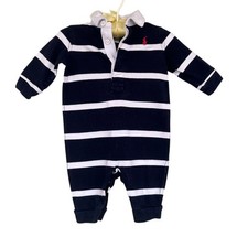 Polo Ralph Lauren Baby Boys' Blue Striped Rugby Coverall