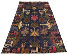 Amazing Hand Knotted Vintage Afghan Zakani Balouch Wool Area Rug 7 x 4 Ft