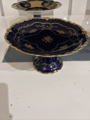 Weimar Katharina Round Cobalt/Gold-Floral Fruit Platter On Stand-