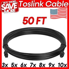 Optical Audio Cable 50 FT Toslink Fiber Optic Cord SPDIF Wire Dolby Digital DTS