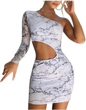 February Women's Sexy Bodycon Tank Dresses One Shoulder Sleeve Midi Club Dresses