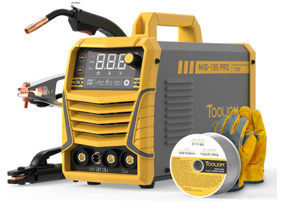Soldadora inverter 135A MIG sin gas, 3 en 1 MIG/TIG/MMA, IGBT DC, pantalla LCD,