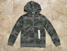 Cat  Jack Boy's Fleece Zip-up Green Hooded Gamouflage Sweatshirt Size S 6/7 