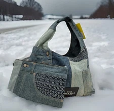 AUTH NWT Marc Jacobs The Sack Deconstructed Denim Cotton Large Shoulder Hobo Bag