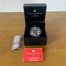 Salvatore Marra Men's Watch Chronograph Black Leather 10th Anniversary Authentic